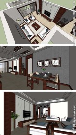 中式室内设计方案草图大师模型