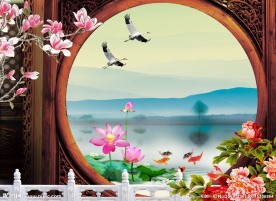 3D立体中门背景墙