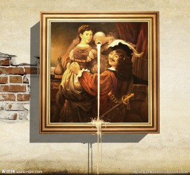 古典人物倒牛奶3D画