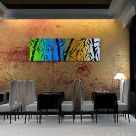 春夏秋冬水墨竹无框画