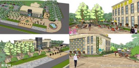 景观小区售楼处喷泉池整体模型