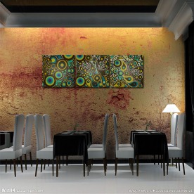 抽象孔雀翎无框画