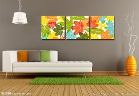 叠加叶子无框画