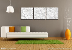 黑白卷曲图案无框画