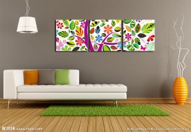 树木树叶花卉蝴蝶无框画