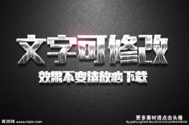 钢丝纹理效果银色金属3D立体字