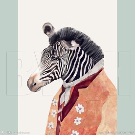 分层可换背景手绘动物头像斑马