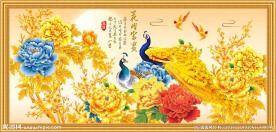 孔雀牡丹图