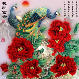 十字绣钻石画花开富贵孔雀牡丹