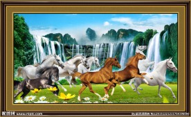 八骏图风景画