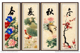 四条屏春夏秋冬