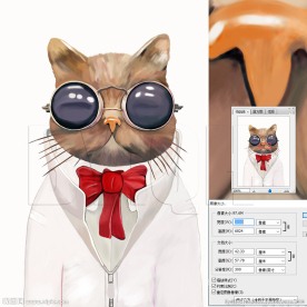分层可换背景手绘动物头像眼镜猫