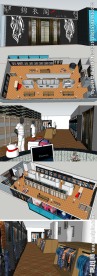 室内服装店SU草图大师skp模