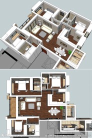 完整现代简约室内草图大师SU模