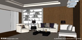 现代风格简易客厅草图SU模型