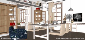 现代简约室内客厅草图大师SU模