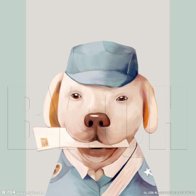 分层可换背景手绘插画动物狗