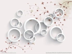 淡雅清新花朵3D客厅电视背景墙