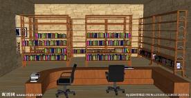 书店书柜书架草图大师SU模型