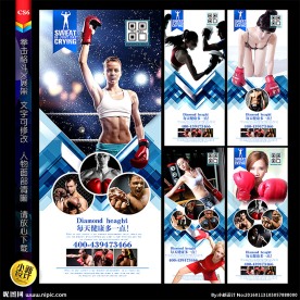 女性拳击  展架