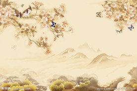 中式花鸟图个性壁画背景墙