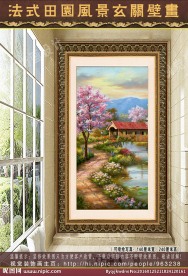 法式田园水景 玄关壁画