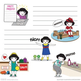 日常生活场景人物漫画