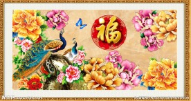 孔雀牡丹图