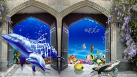 爱丽舍3D晶彩砖背景