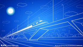 线条勾勒行驶中的高铁创意海报