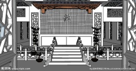 酒店大堂草图大师SU模型