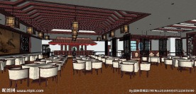 中式餐厅草图大师SU模型