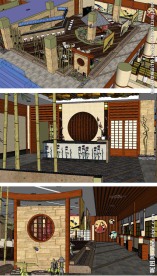 日式餐厅模型草图大师SU模型