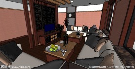 茶楼包房草图大师SU模型