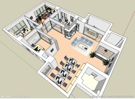 办公空间草图大师SU模型