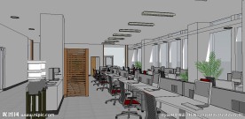 办公空间草图大师SU模型
