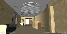 办公空间门厅设计草图大师SU模