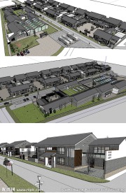 中式民房民宅建筑群草图大师SU