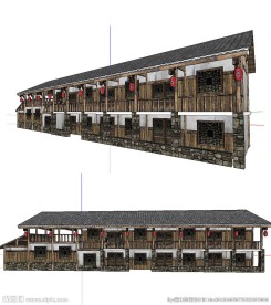 川南民居建筑草图大师SU模型