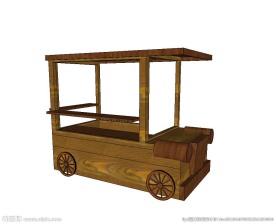 木质售货售卖亭草图大师SU模型