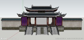 庙门建筑草图大师SU模型