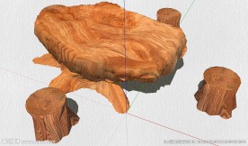 根雕茶台坐凳草图大师SU模型