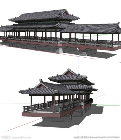风雨桥建筑景观草图大师SU模型