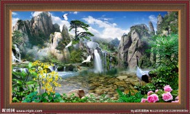 山水风景迎客松