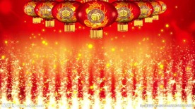 新年福字元宝灯笼鲜花背景视频