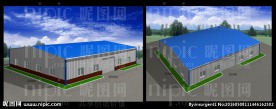 轻钢彩板厂房效果图