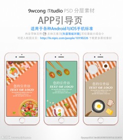 西餐风格app引导页psd