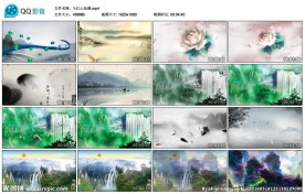 水墨江山如画松鹤青山卷轴LED