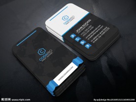 黑色蓝色商务创意名片