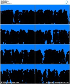 人行走剪影蓝屏抠像